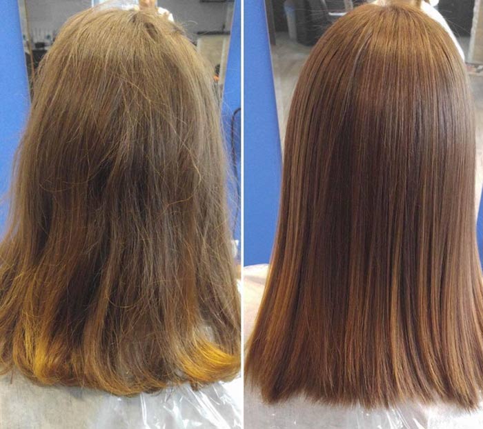 полировка волос фото до и после