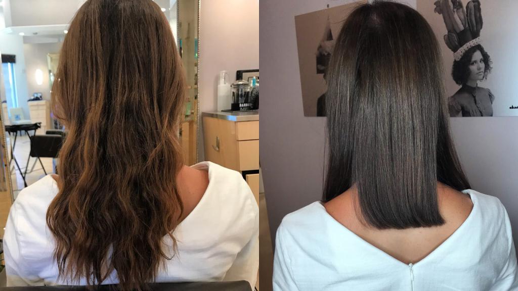 окрашивание волос до и после