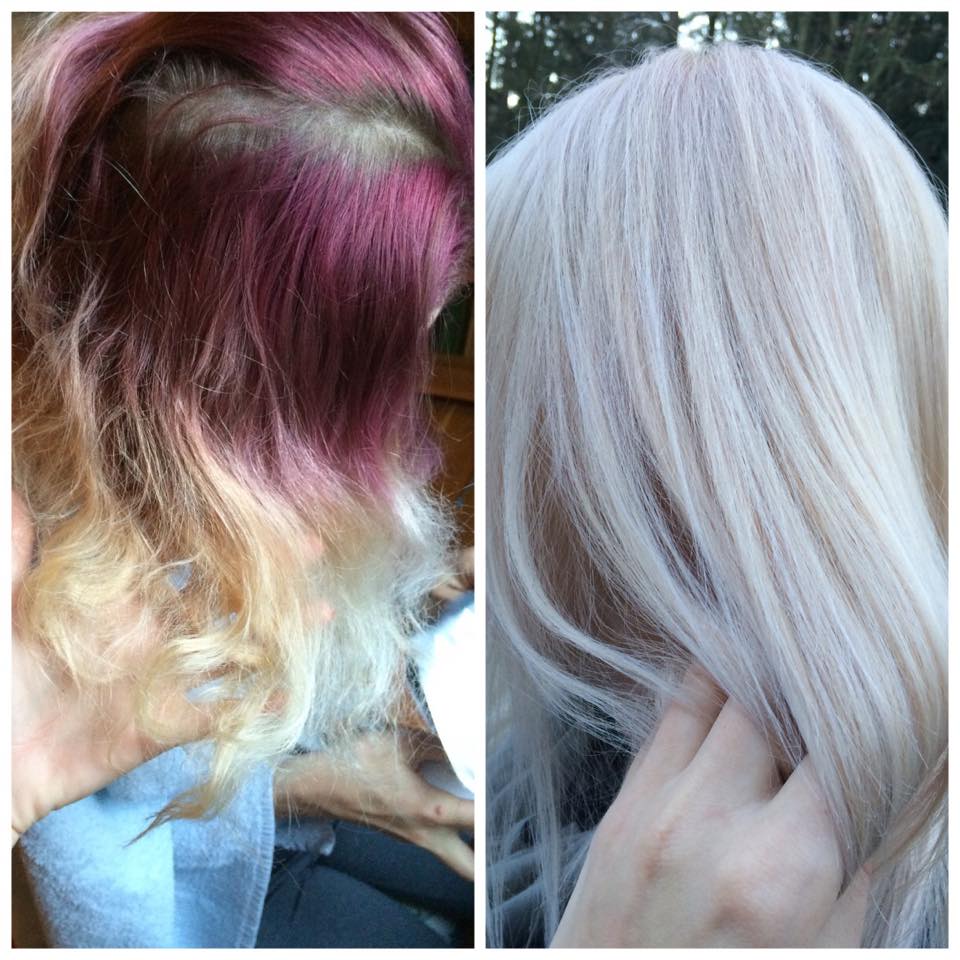 пепельный блонд до и после