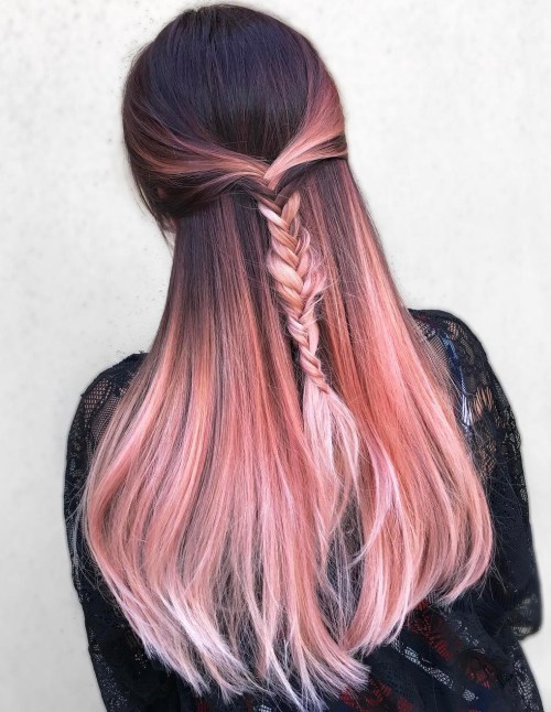 Окрашивание волос в розовое золото: фото